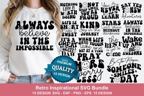 15 Retro Inspirational SVG Bundle: Graphics for T-Shirt Designs