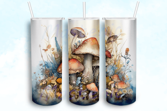 Blooms and Mushrooms Tumbler Design: Graphics for Crafts That Sell