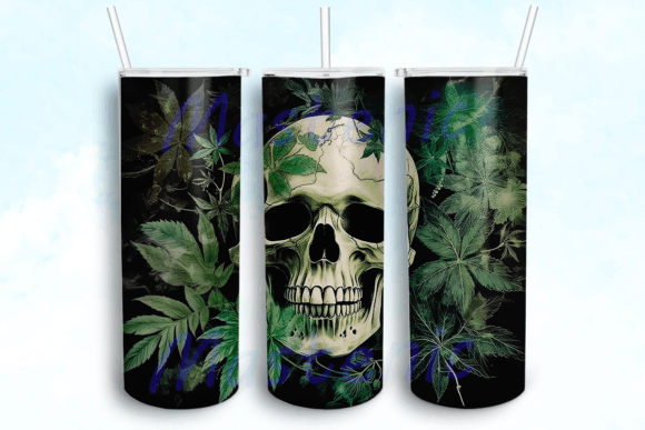 Cannabis Skull Tumbler Template: Graphics for Crafts-Driven Branding