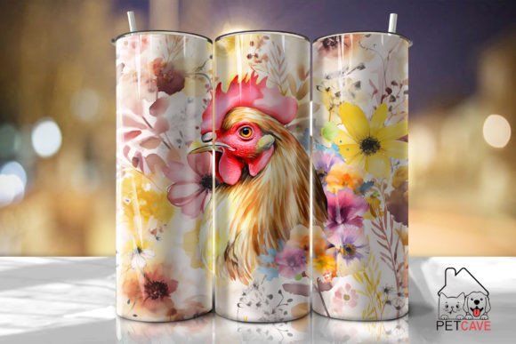 Chicken Farm Watercolor Tumbler Graphics for Crafts
