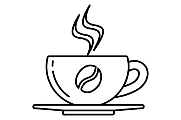 Coffee Cup Linear Icon: Hot Drink Symbol, Graphics & Illustrations