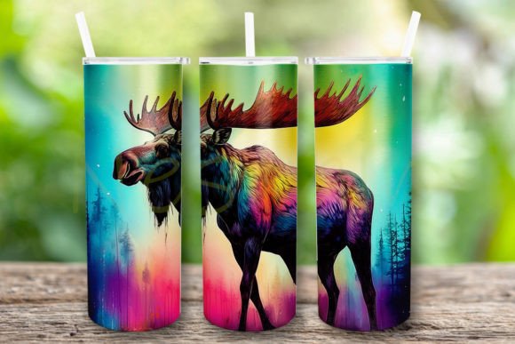 Colorful Moose Tumbler PNG: Graphics for Crafts & Content