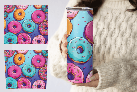 Donut Watercolor 20 Oz Skinny Tumbler Graphics & Crafts