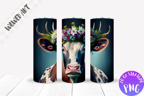 Floral Cow 20 oz Tumbler Wrap