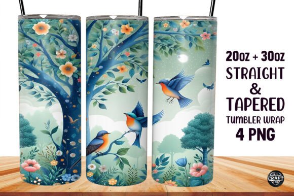 Flowers Bird Tumbler Graphics for Tumbler Wraps