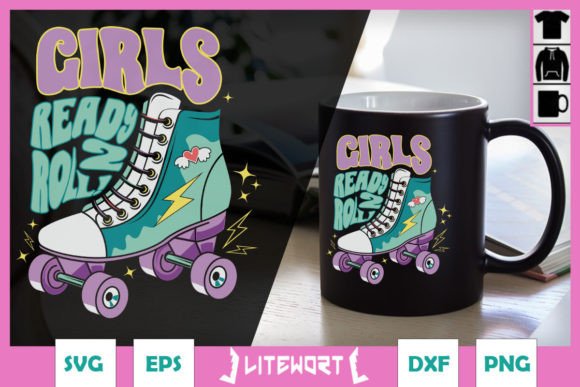 Girls Ready to Roll Roller Skate: Graphics for Crafts