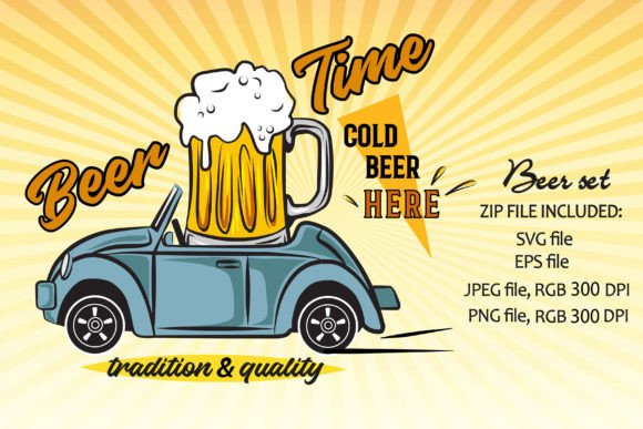 Hand Drawing Beer Set: Hand-Drawn Graphics & Illustrations