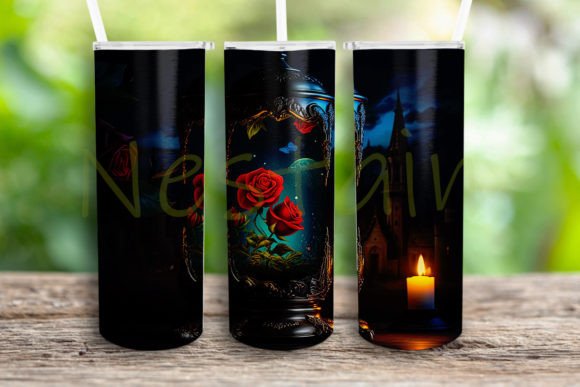 Lamp and Roses Sublimation Design: Graphics for Crafts & Editorial Use