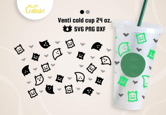 Little Ghost and Bat Cold Cup 24oz: Crafts & Graphics