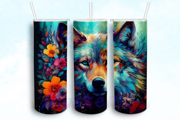 Magical Wolf Floral Tumbler Wrap: Graphics for Crafts-Driven Branding