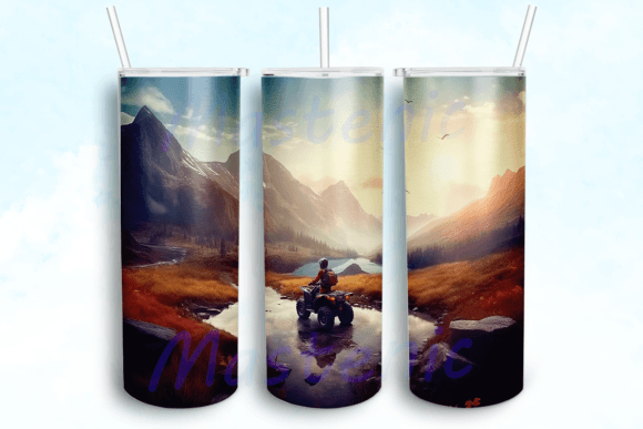 Mountain ATV Racing Tumbler PNG: Graphics for Crafts-Driven Branding