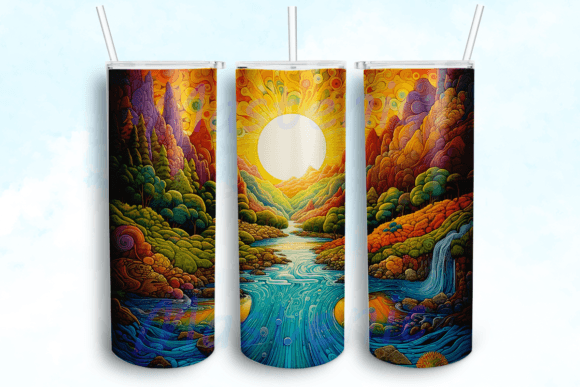 Neon Space River Tumbler Wrap: Graphics for Crafts & Brand Projects
