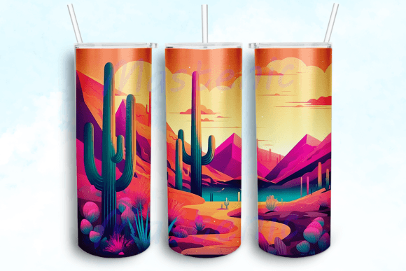 Neon Sunset Desert 20oz Skinny Wrap Graphics