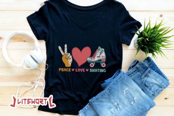 Peace LOVE Skating Graphics for T-Shirt Designs
