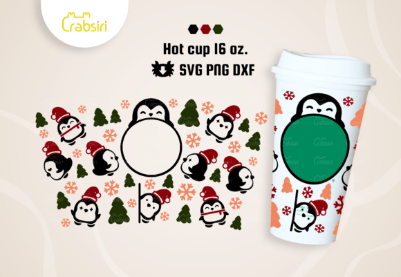 Penguins Hot Cup 16oz: Graphics for Crafts & Seasonal Sellers