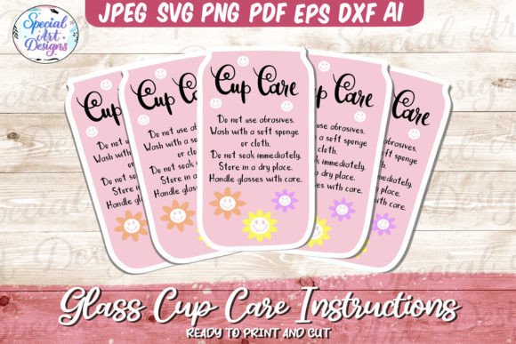 Pink Smiley, Printable Glass Cup Care