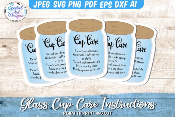 Plain Blue Printable Glass Cup Care: Graphics for Crafts