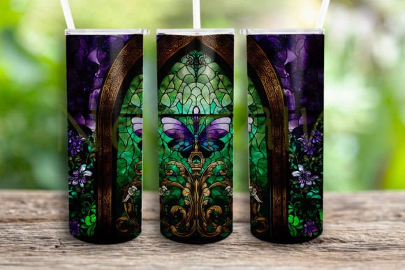Purple Butterfly Window Tumbler Graphics for Crafts