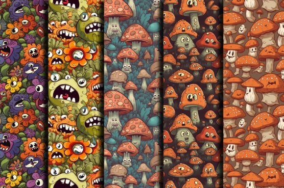 Retro Magical Garden Spring Graphics & Patterns Bundle