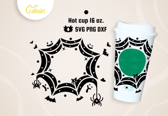 Spider Halloween Hot Cup 16oz Graphics for Crafts