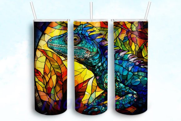 Stained Glass Chameleon Tumbler Wrap: Graphics for Crafts-Driven Branding