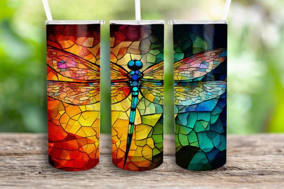 Stained Glass Dragonfly Graphics for Crafts