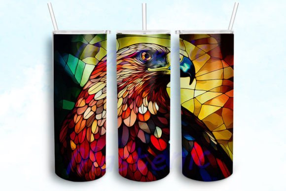 Stained Glass Red Tailed Hawk 20oz Graphics for Crafts