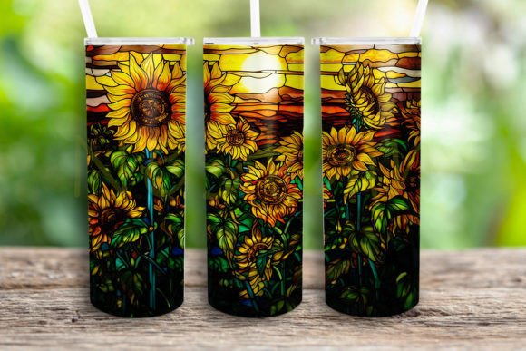 Stained Glass Sunflower Design PNG for Crafts & Graphics