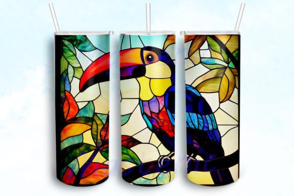 Stained Glass Toucan Tumbler Graphics for Crafts