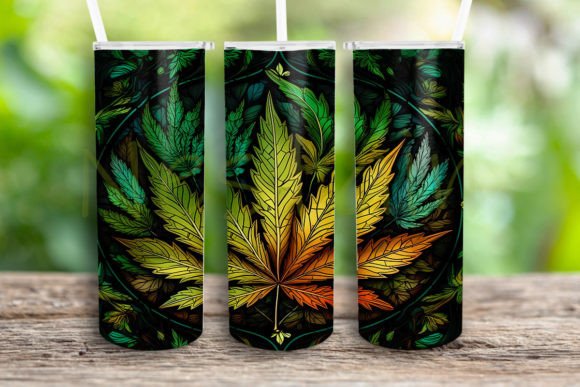 Stained Glass Weed Tumbler Template: Graphics for Crafts
