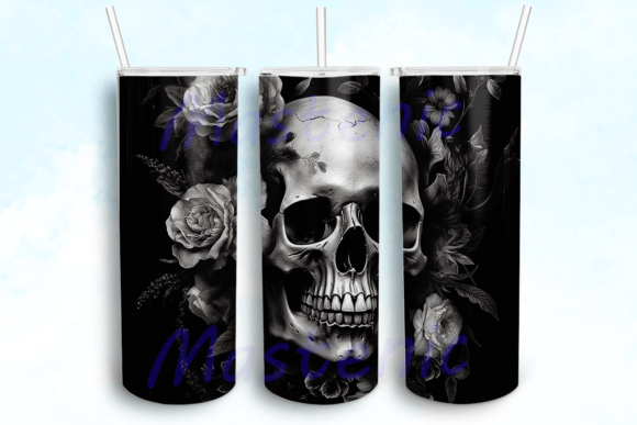 Tattoo Floral Skull Graphics for Crafts