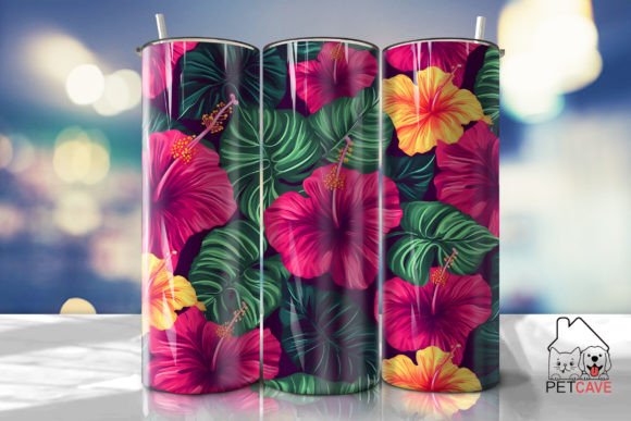 Tropical Flower Pattern Tumbler 2 for Graphics & Crafts