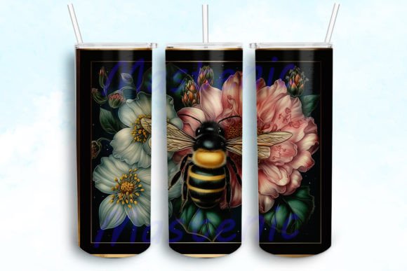 Vintage Bee Flower 20oz Graphics for Crafts