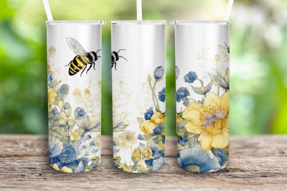 Watercolor Bees Wildflower Skinny PNG