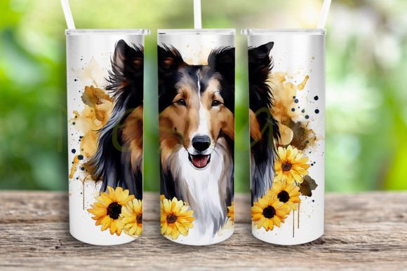 Watercolor Collie Sunflower Designs PNG: Crafts & Graphics Review