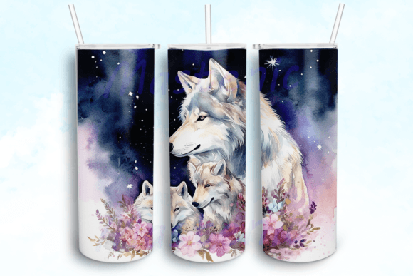 Watercolor Wolf Tumbler Wrap: Graphics & Crafts Asset Review