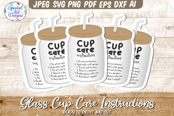 White Glass Cup Care Card Graphics for Crafts